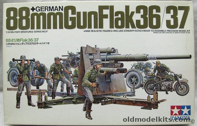 Tamiya 1/35 German 88mm Gun Flak 36/37 - With Zundapp KS750 Motorcycle and Gun Crew, MM117 plastic model kit